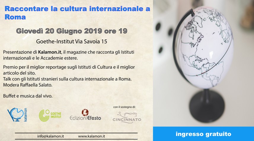 Invito Evento del 20 giugno 2019 "Racconbtare la Cultura Internazionale a Roma"
